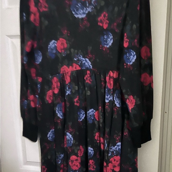 Torrid Floral Long Sleeve Dress - Black with Red and Blue - Picture 2 of 2
